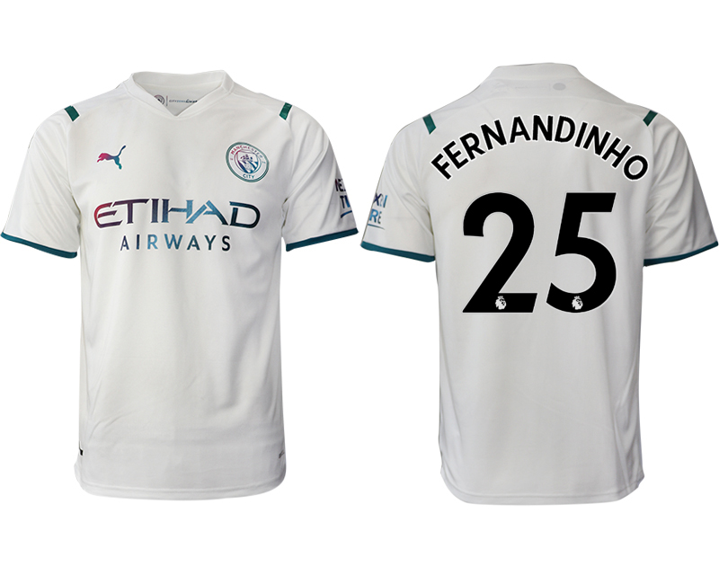 Men 2021-2022 Club Manchester city away aaa version white #25 Soccer Jersey